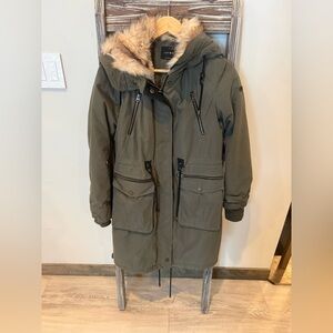 Lucky Brand Olive Jacket with Faux Fur Trim